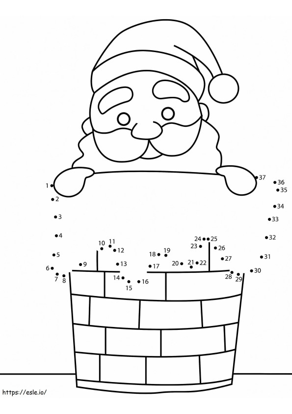 Santa In Chimney Connect The Dots coloring page