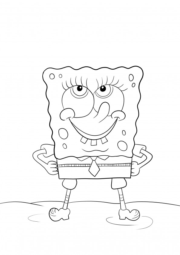 Cheeky Sponge Bob for kids free coloring image
