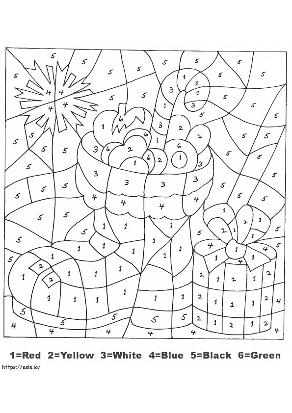 Christmas Boot Color By Number coloring page