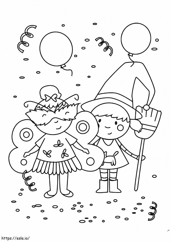 Butterfly And Witch Carnival Costumes coloring page