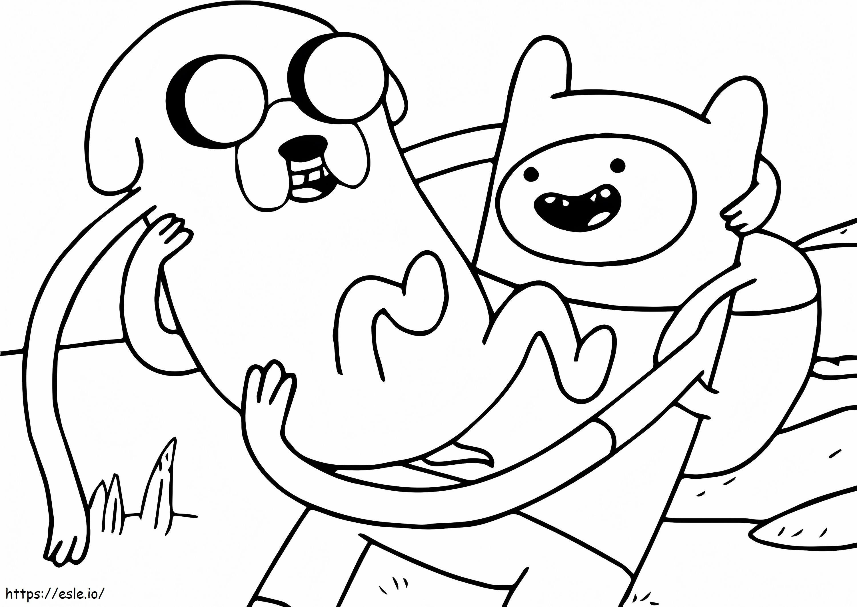 Finn abraçando Jake para colorir