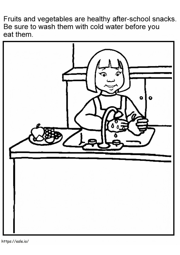 Wash Fruits And Vegetables coloring page