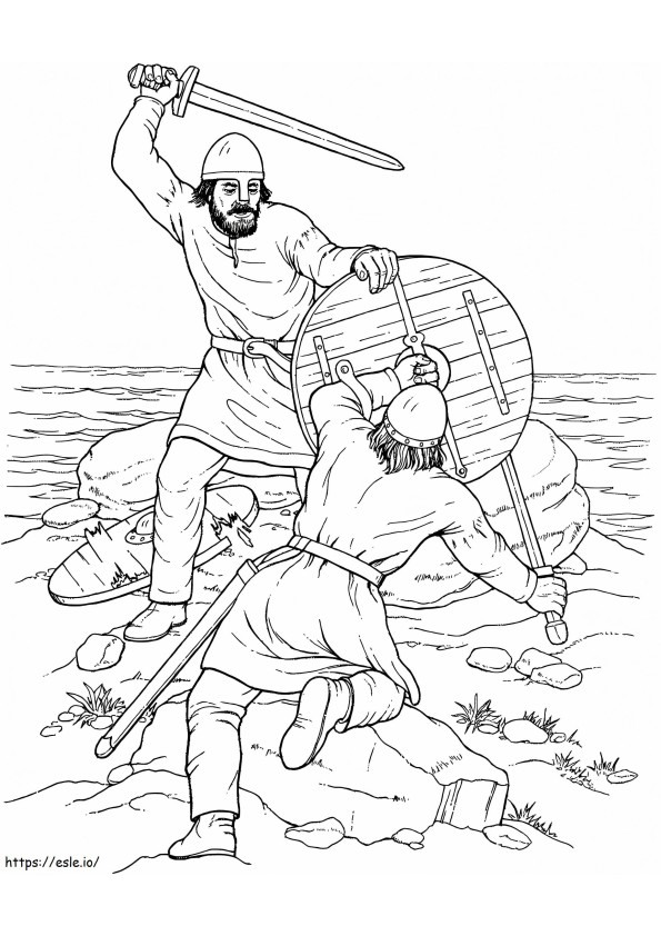 Pertarungan Viking Gambar Mewarnai