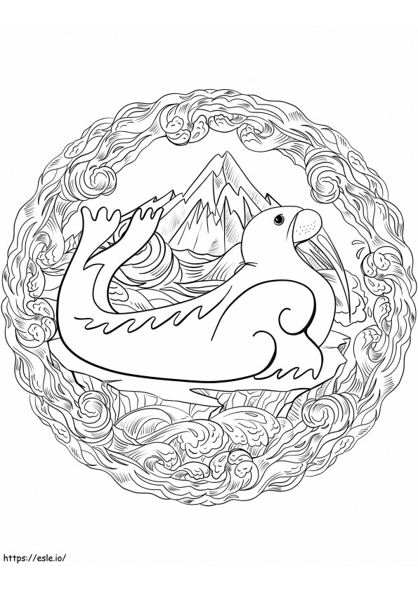 Walross-Tier-Mandala ausmalbilder