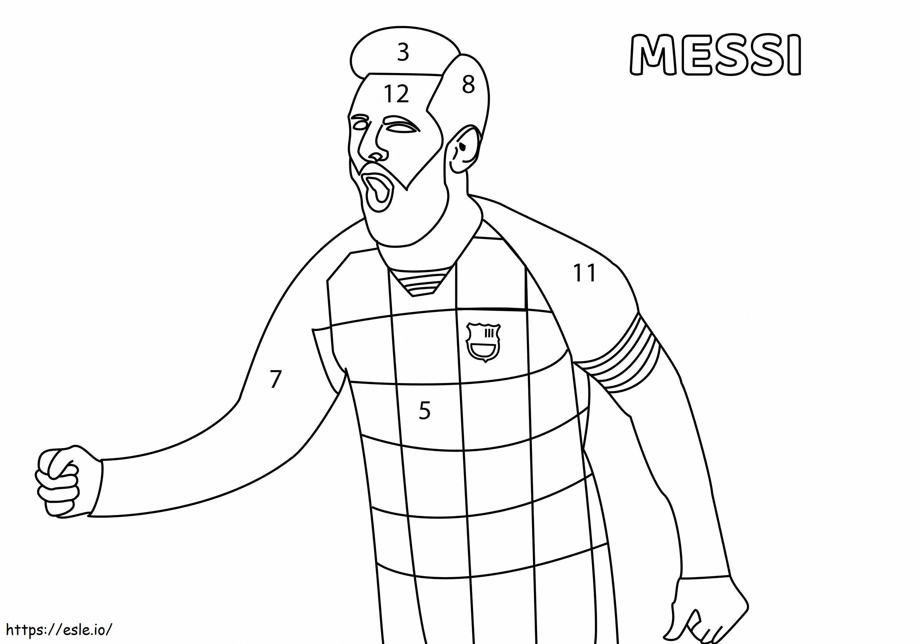 Lionel Messi Väri numeroiden mukaan värityskuva