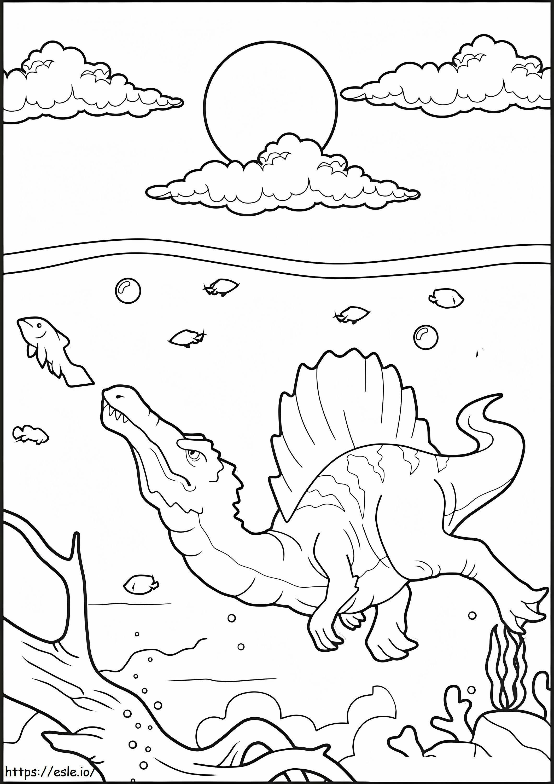 Spinosaurus Di Bawah Air Gambar Mewarnai