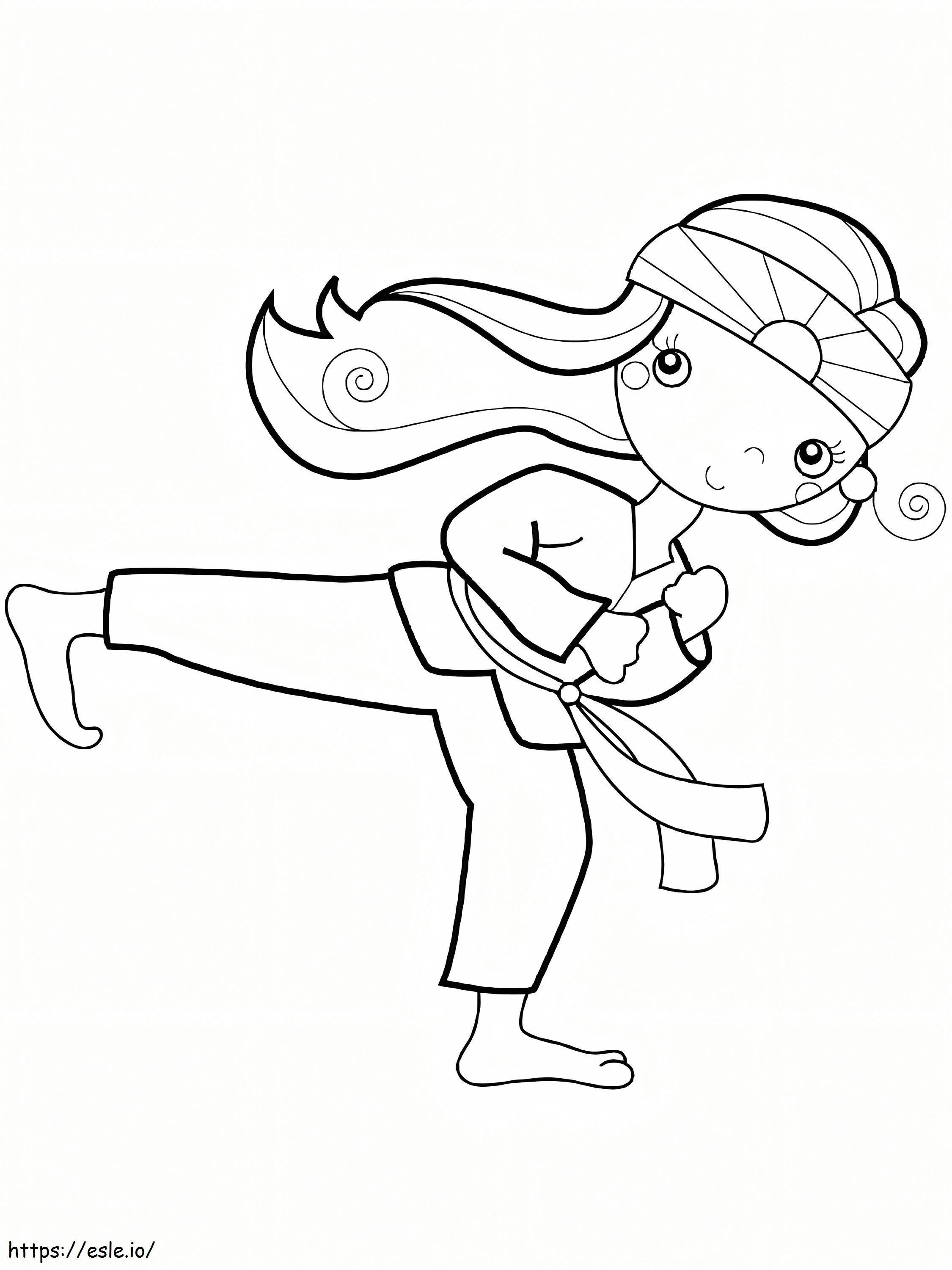 Aranyos karate lány kifestő