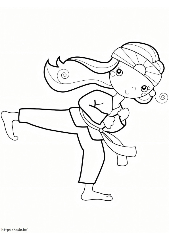 Cute Karate Girl coloring page