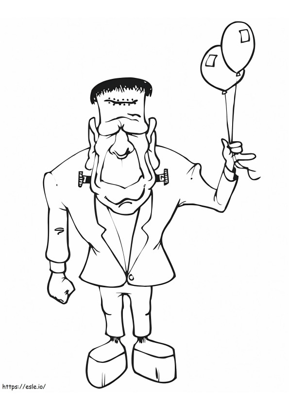 1539678978 Frankenstein With Balloons coloring page