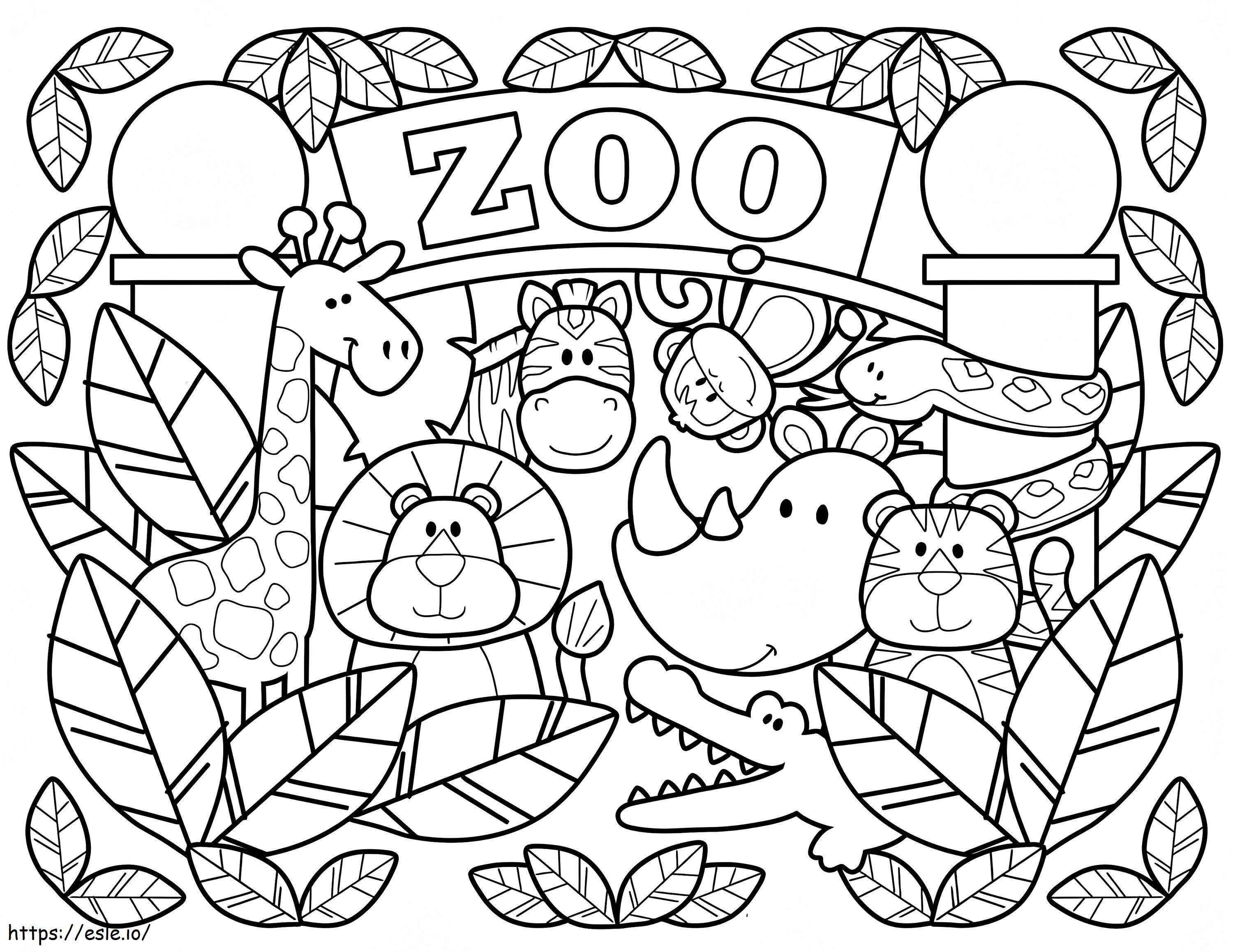 Adorable Zoo coloring page