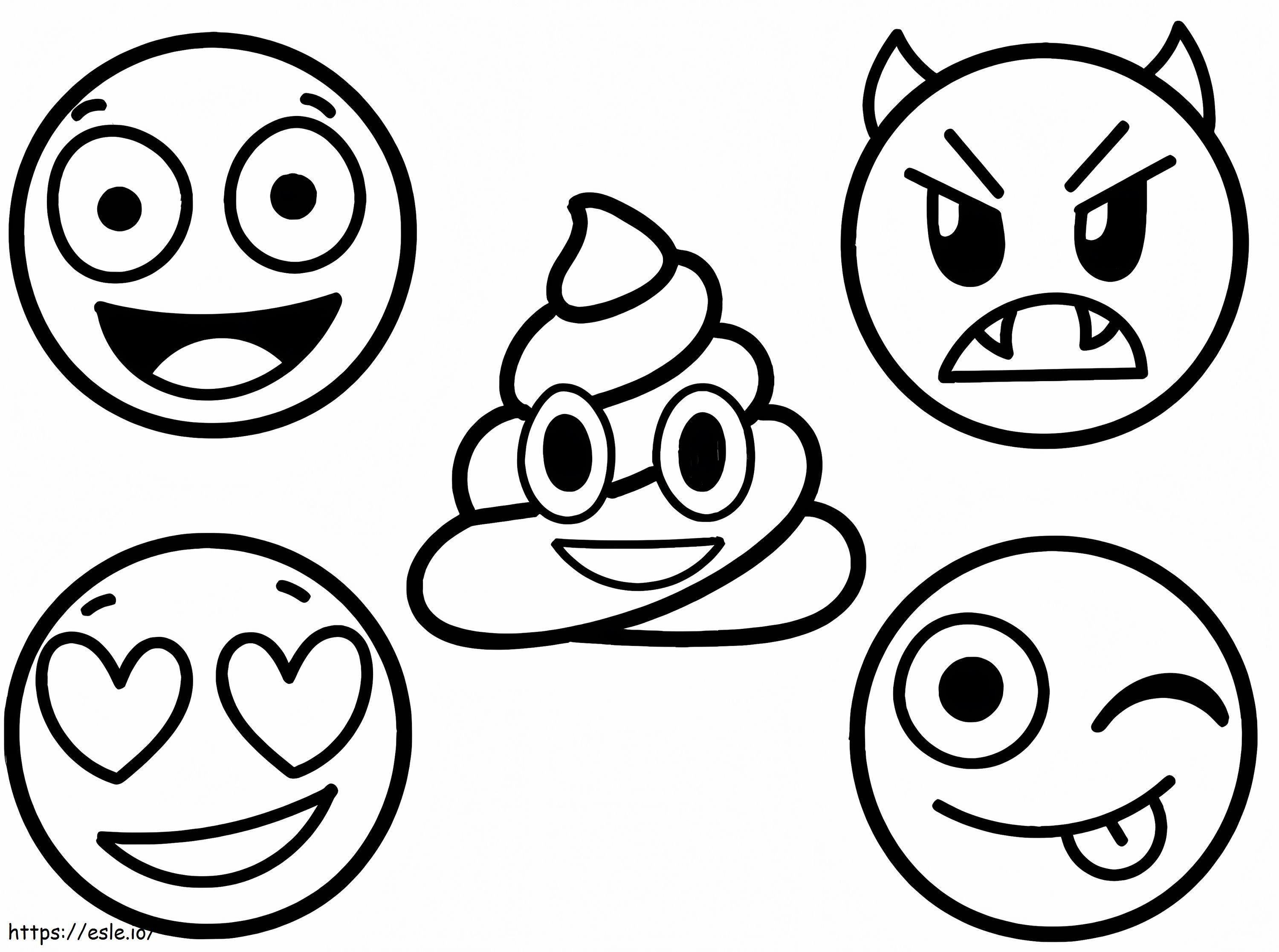 Fünf Emojis ausmalbilder