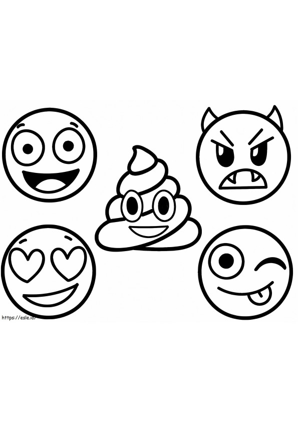 Cinco emojis para colorir