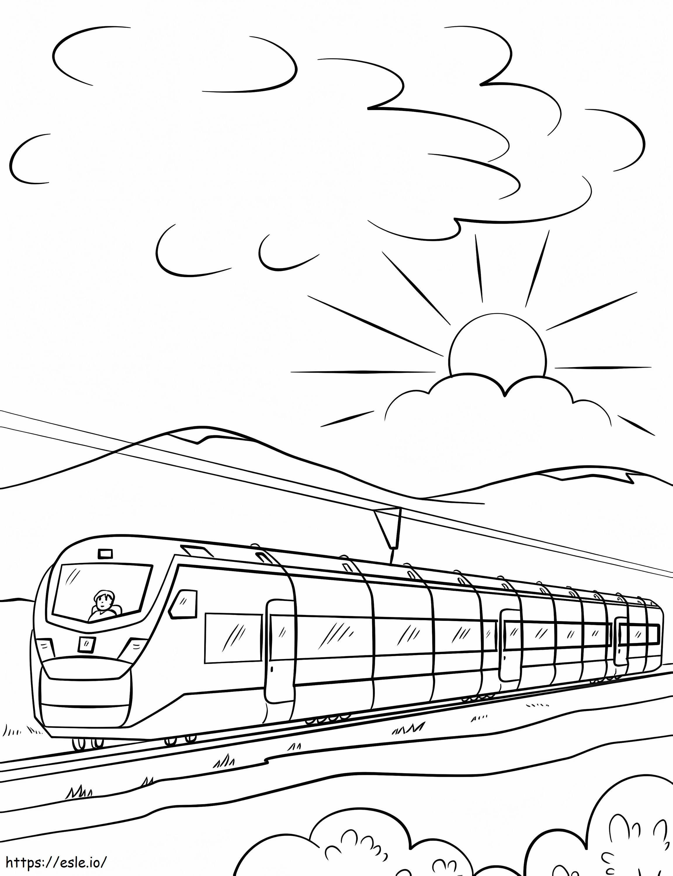 Coloriage Train interurbain à grande vitesse à imprimer dessin