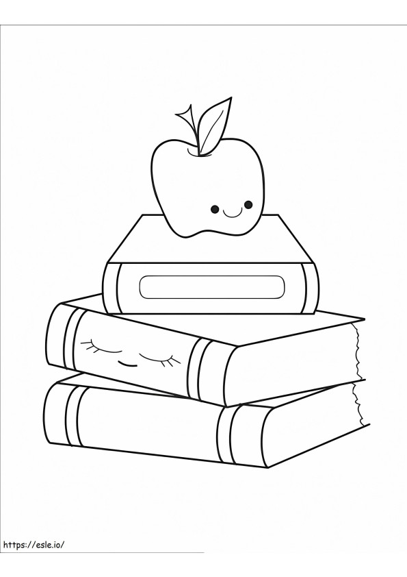 Apple In Two Back To School Books coloring page