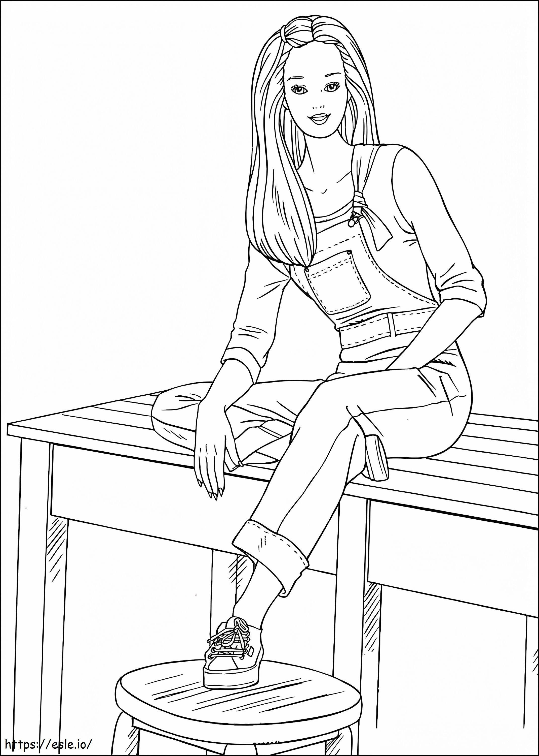 1533783198 Barbie Sitting A4 coloring page