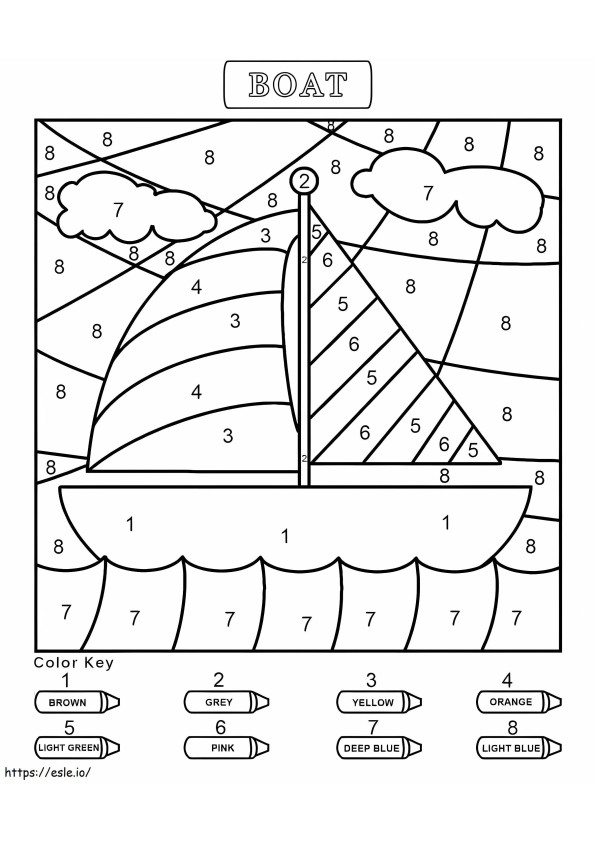 Boat For Kindergarten Color By Number coloring page