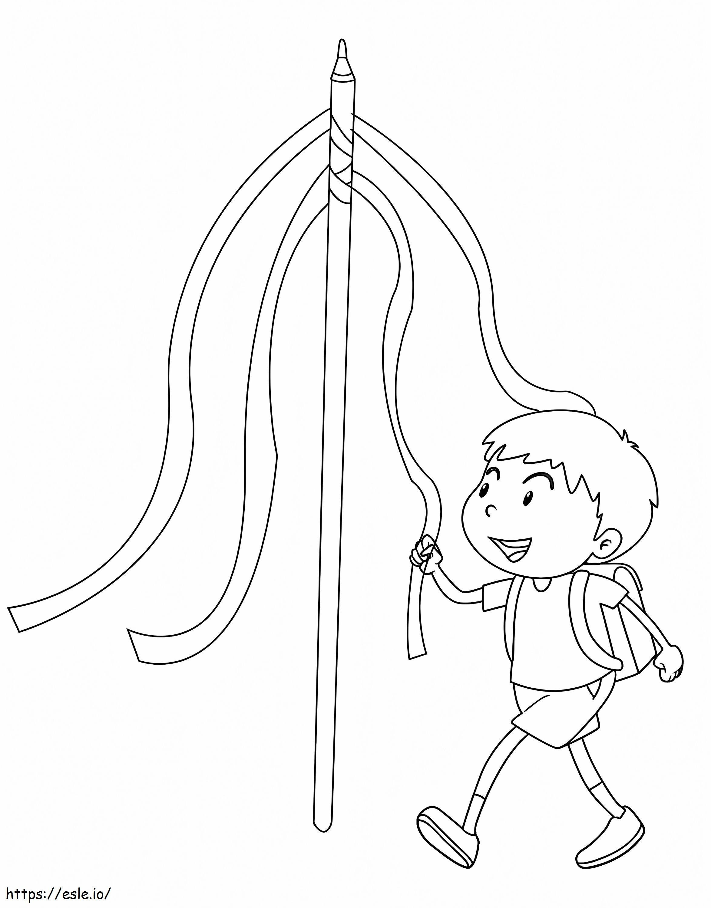 Boy On May Day coloring page