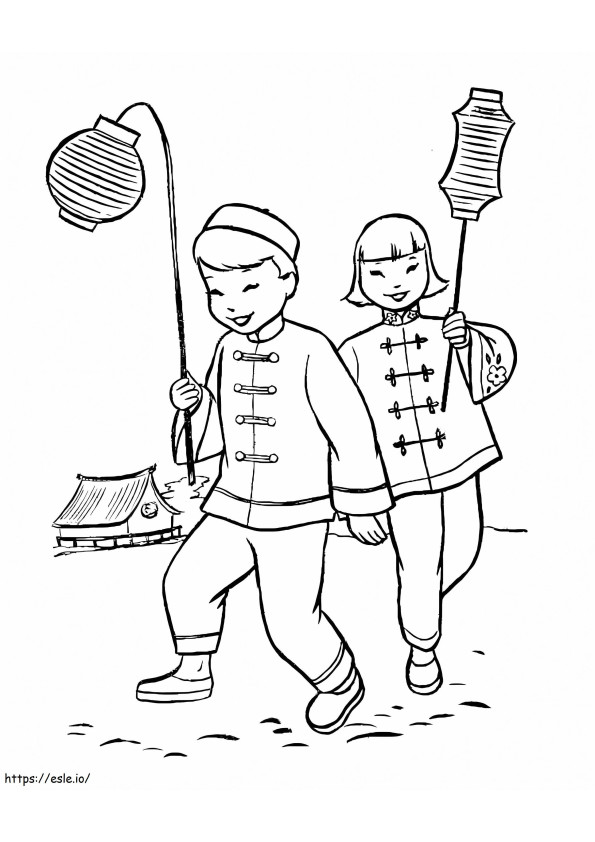 Chinese Boy And Girl coloring page