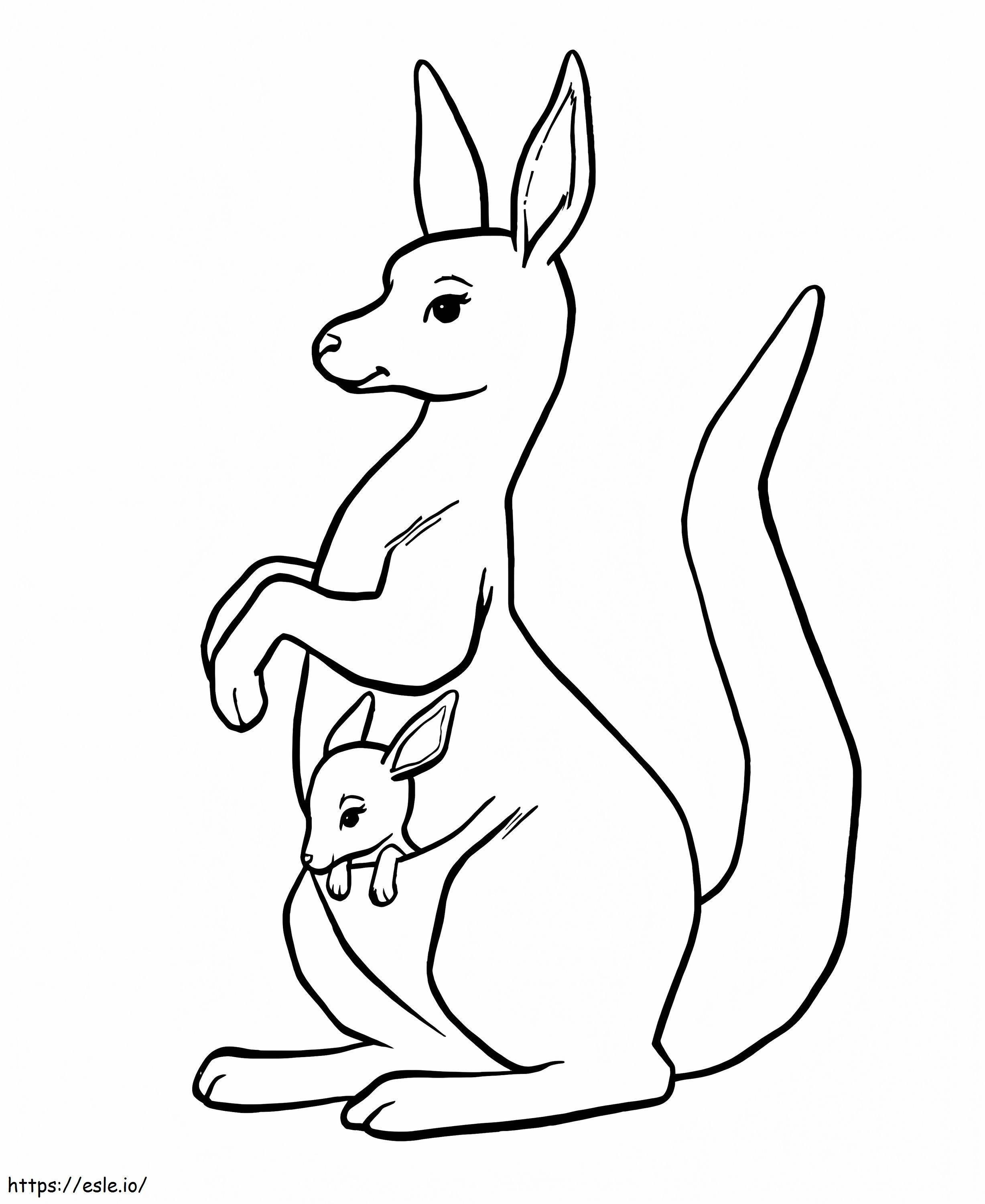 Big Mother And Baby Kangaroo coloring page