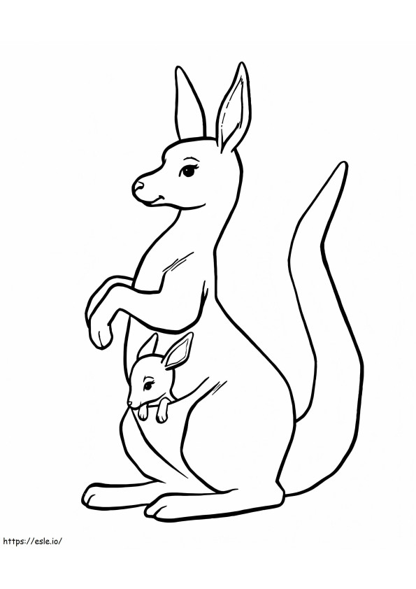 Coloriage Grande mère et bébé kangourou à imprimer dessin