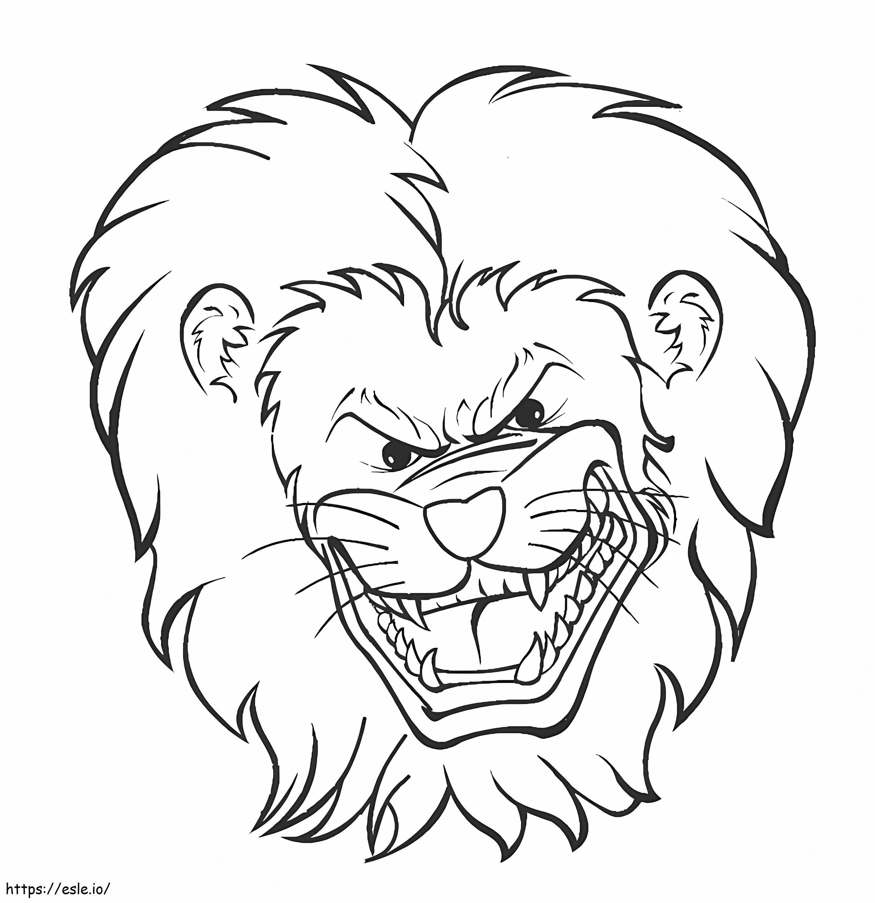 Testa di leone arrabbiata da colorare