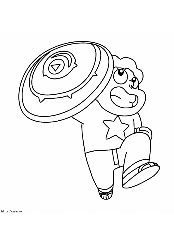 Steven Holding The Shield coloring page