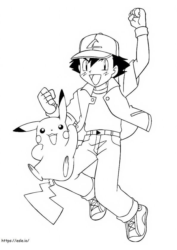 Ash Ketchum e Pikachu para imprimir para colorir