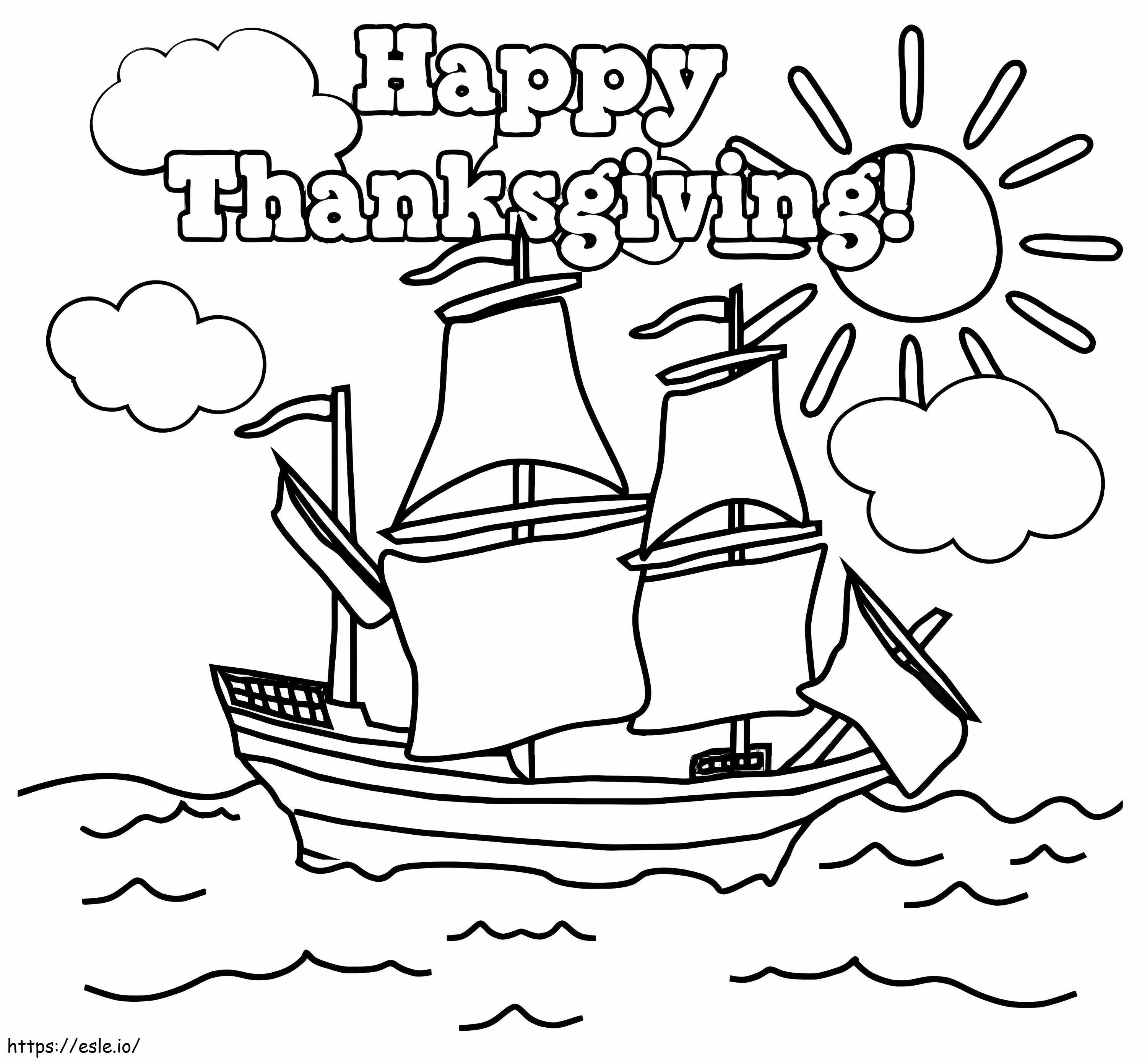 Mayflower de Ação de Graças para colorir