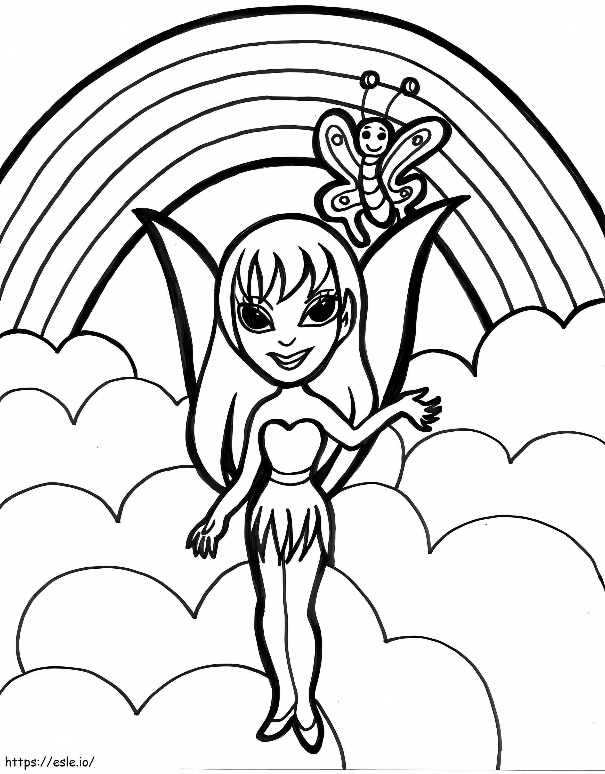 Fee And Rainbow coloring page