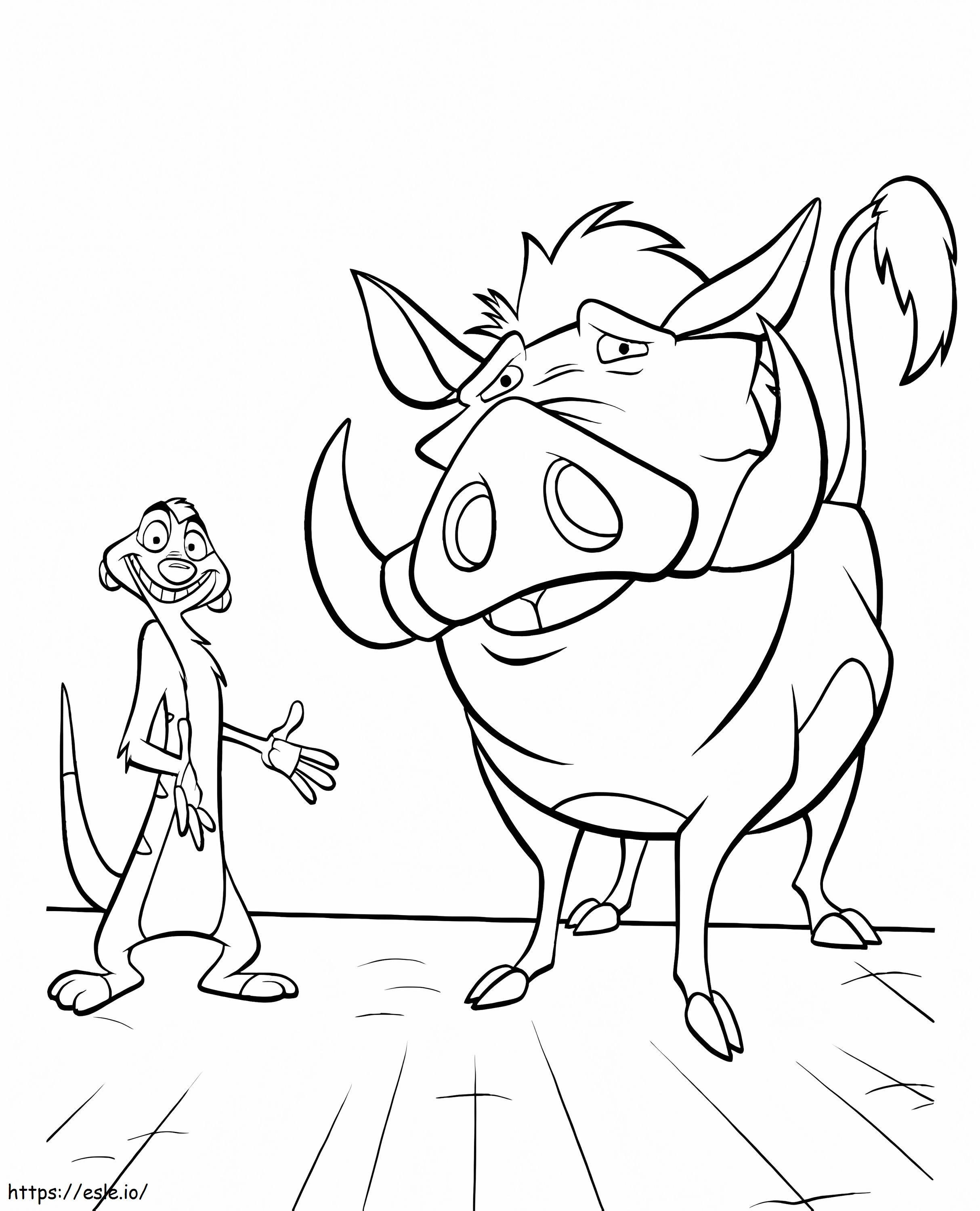 Timon And Pumbaa Are Smiling - Free Printable Coloring Page
