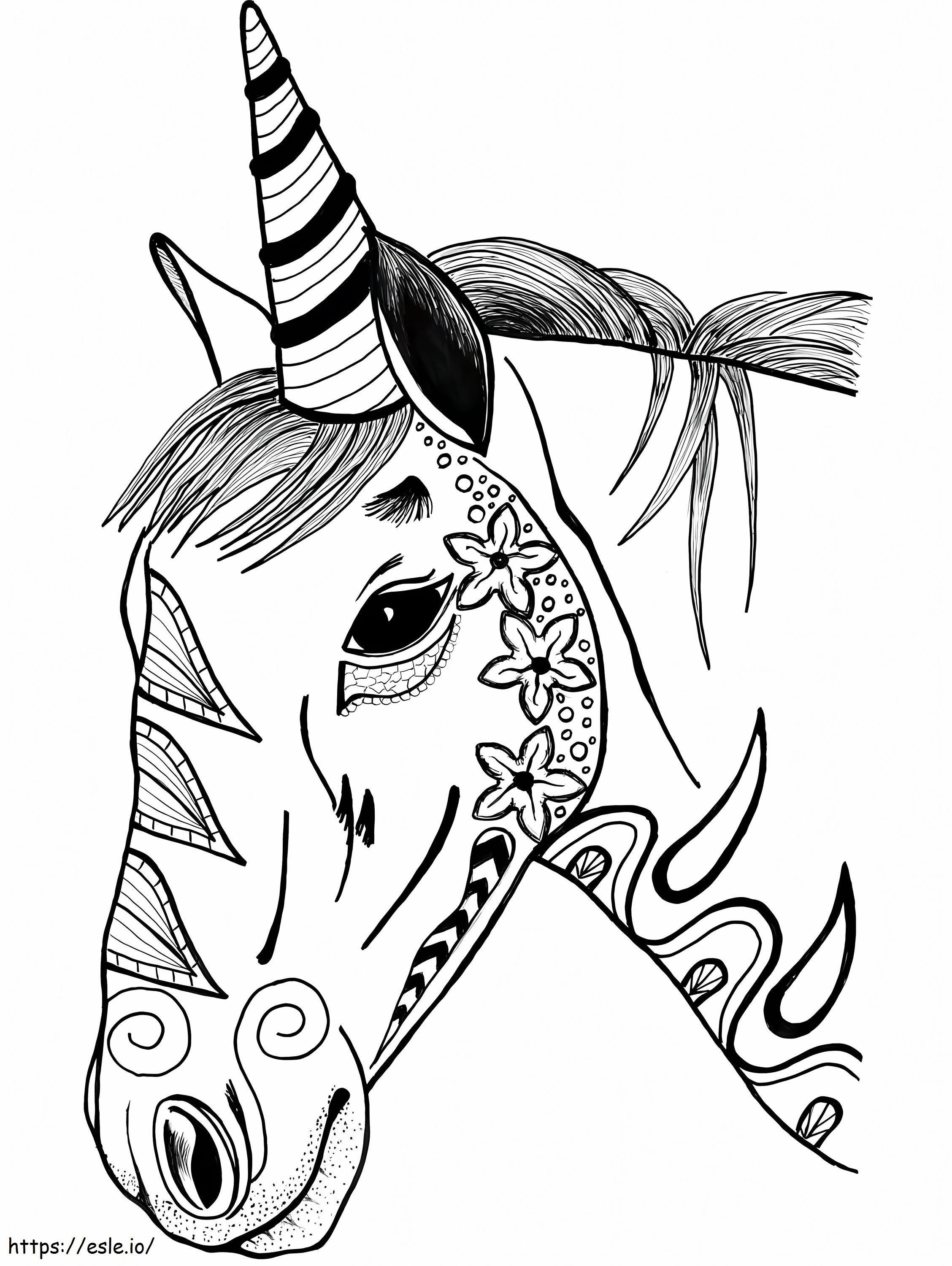 1563585707 Bonita cabeza de unicornio A4 para colorear