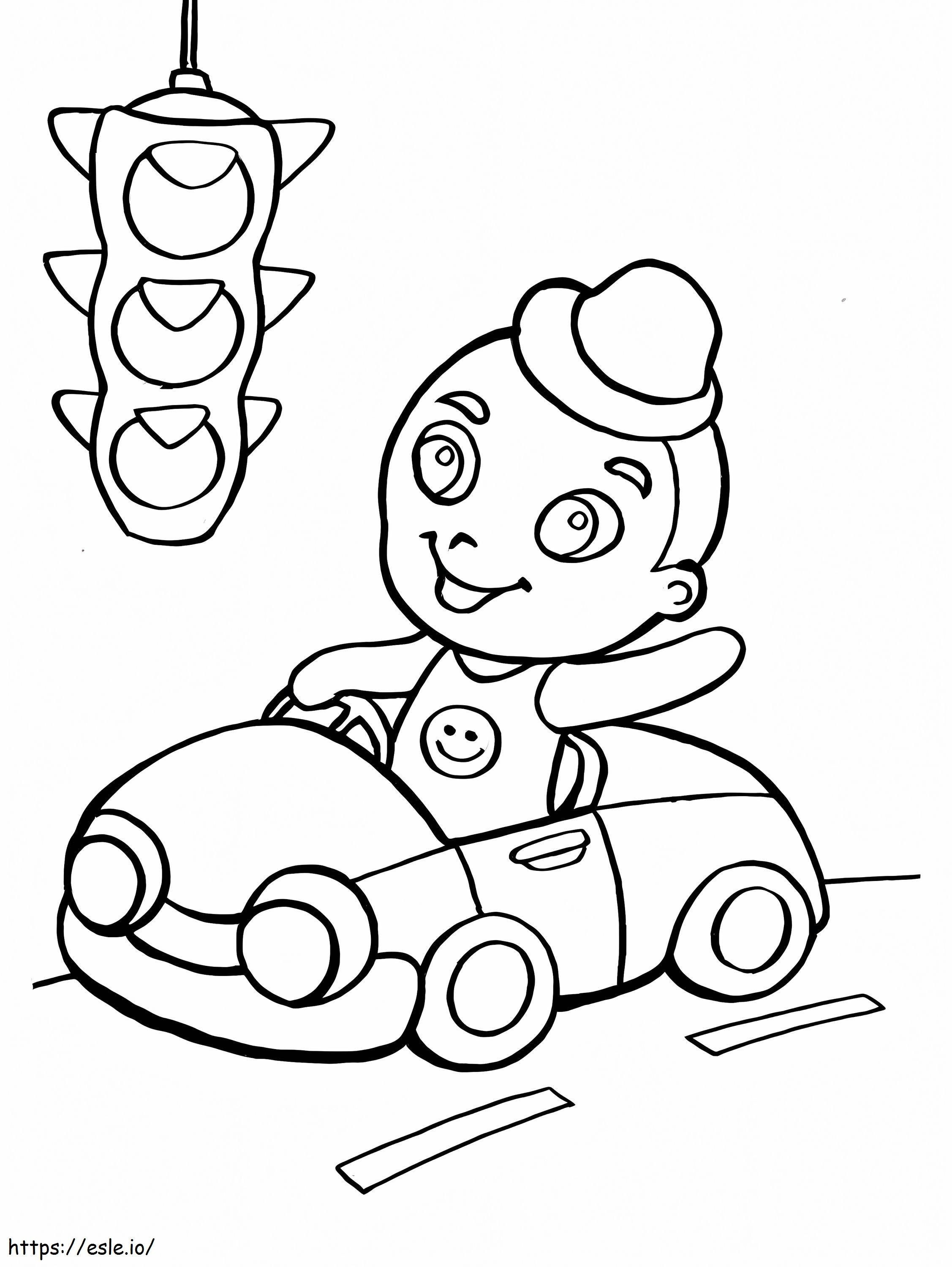 Coloriage Enfant et feu de circulation à imprimer dessin