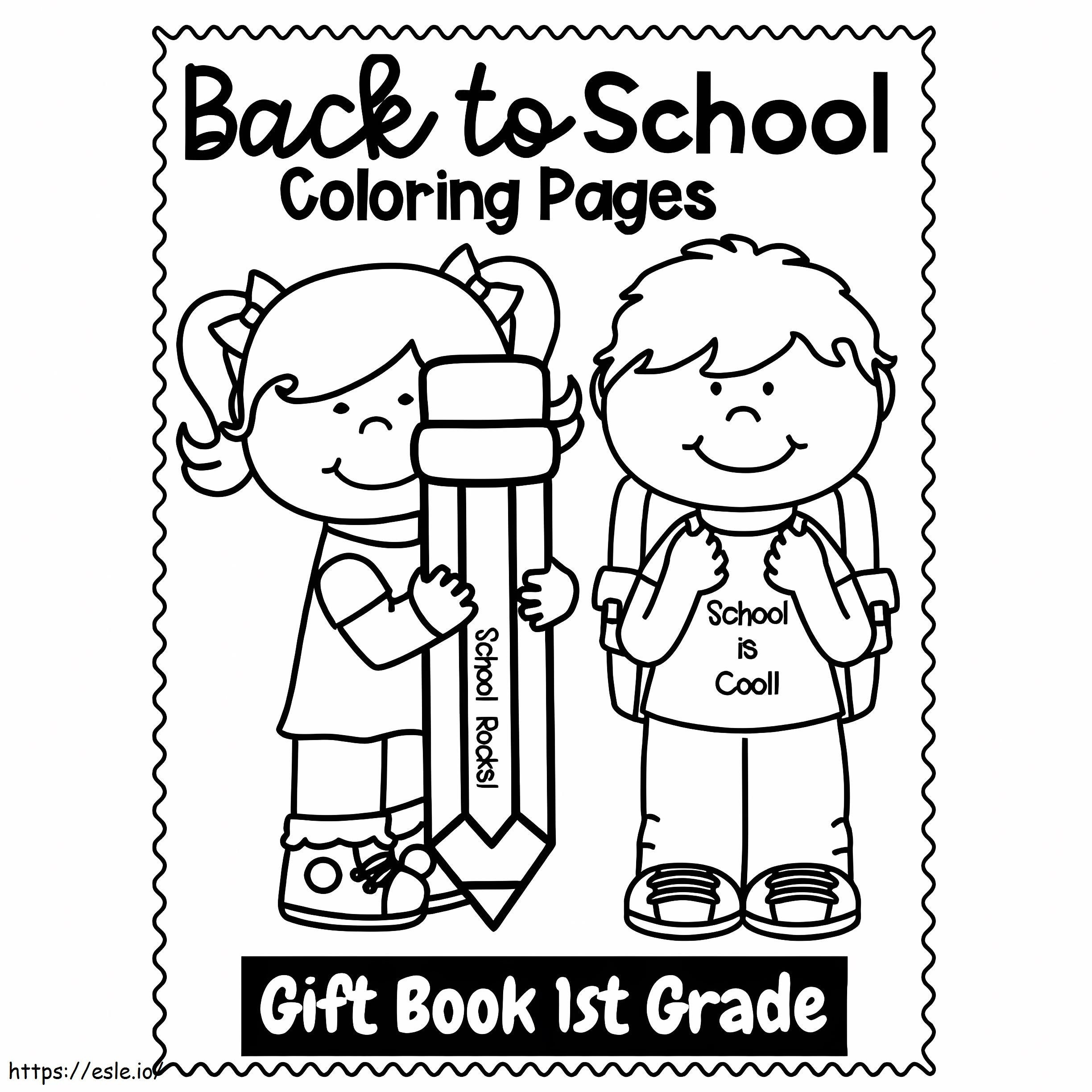 Two Children Back To School coloring page