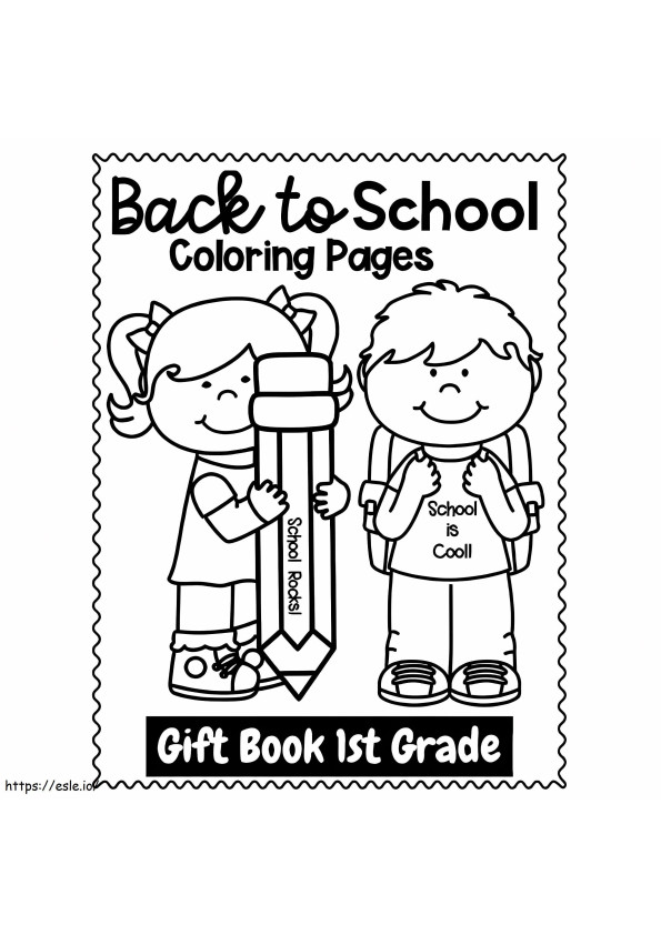Two Children Back To School coloring page