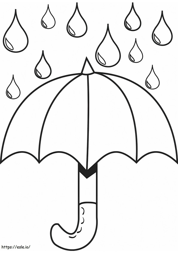Sateenvarjo sadepisaroilla värityskuva