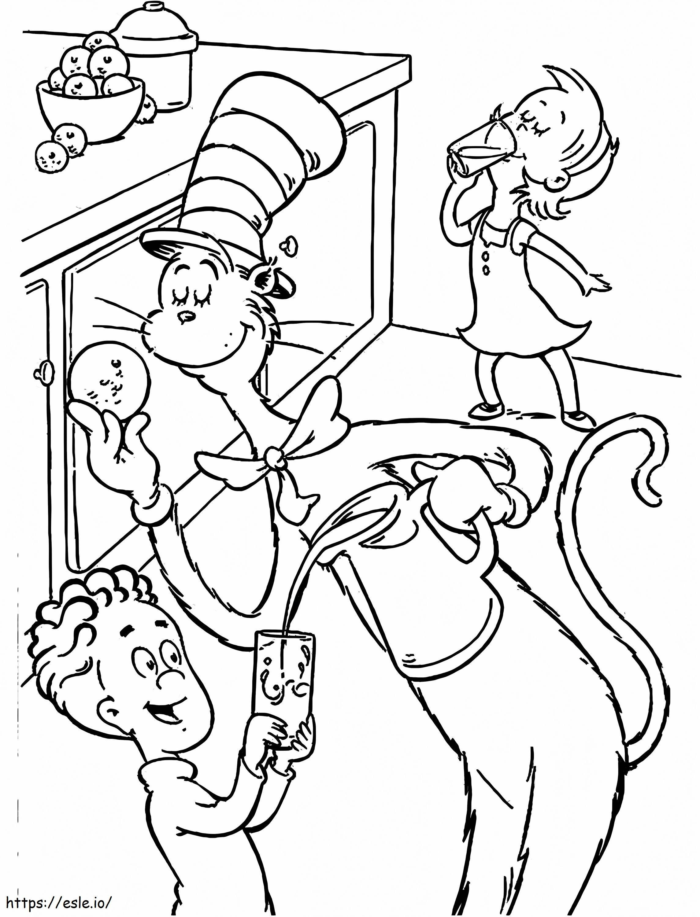 1567670309 Cat With Two Kids A4 coloring page
