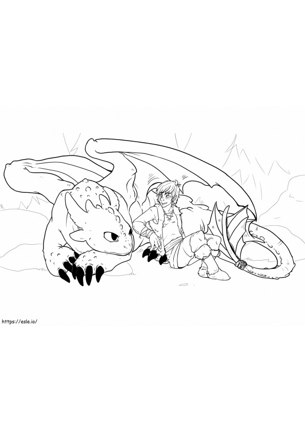 Hiccup With Toothless coloring page