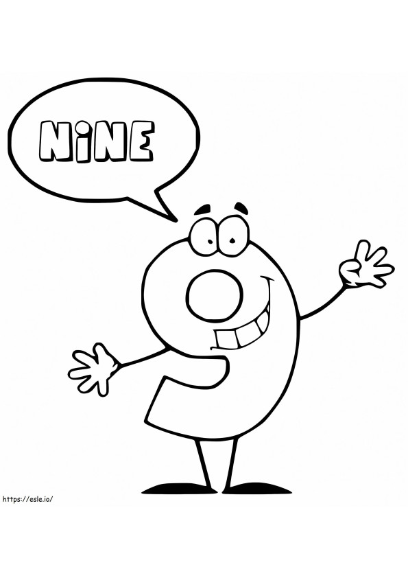 Cartoon Number 9 coloring page