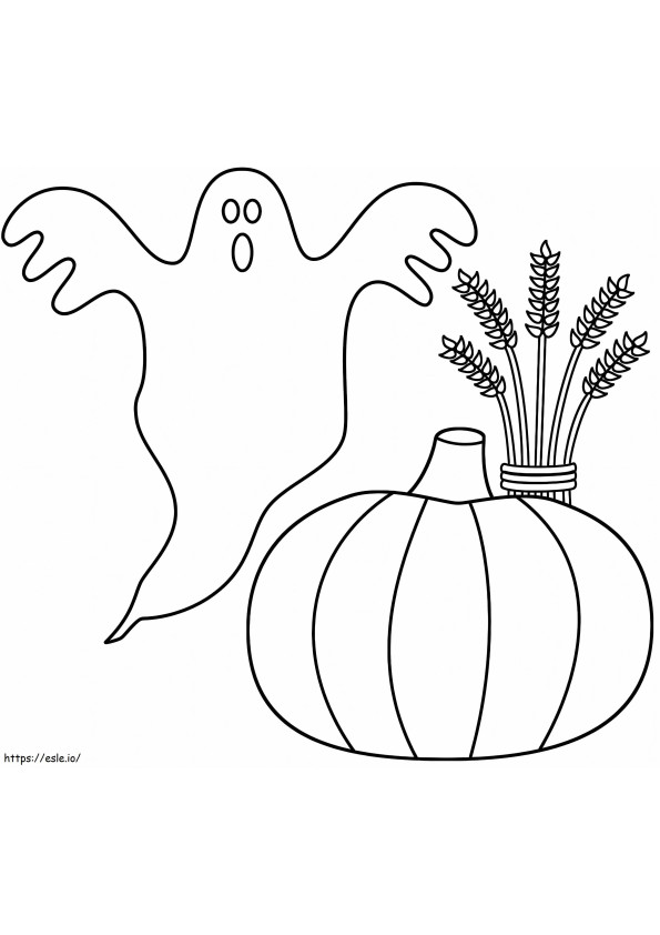 Spook Met Pompoen En Schoof Van Tarwe