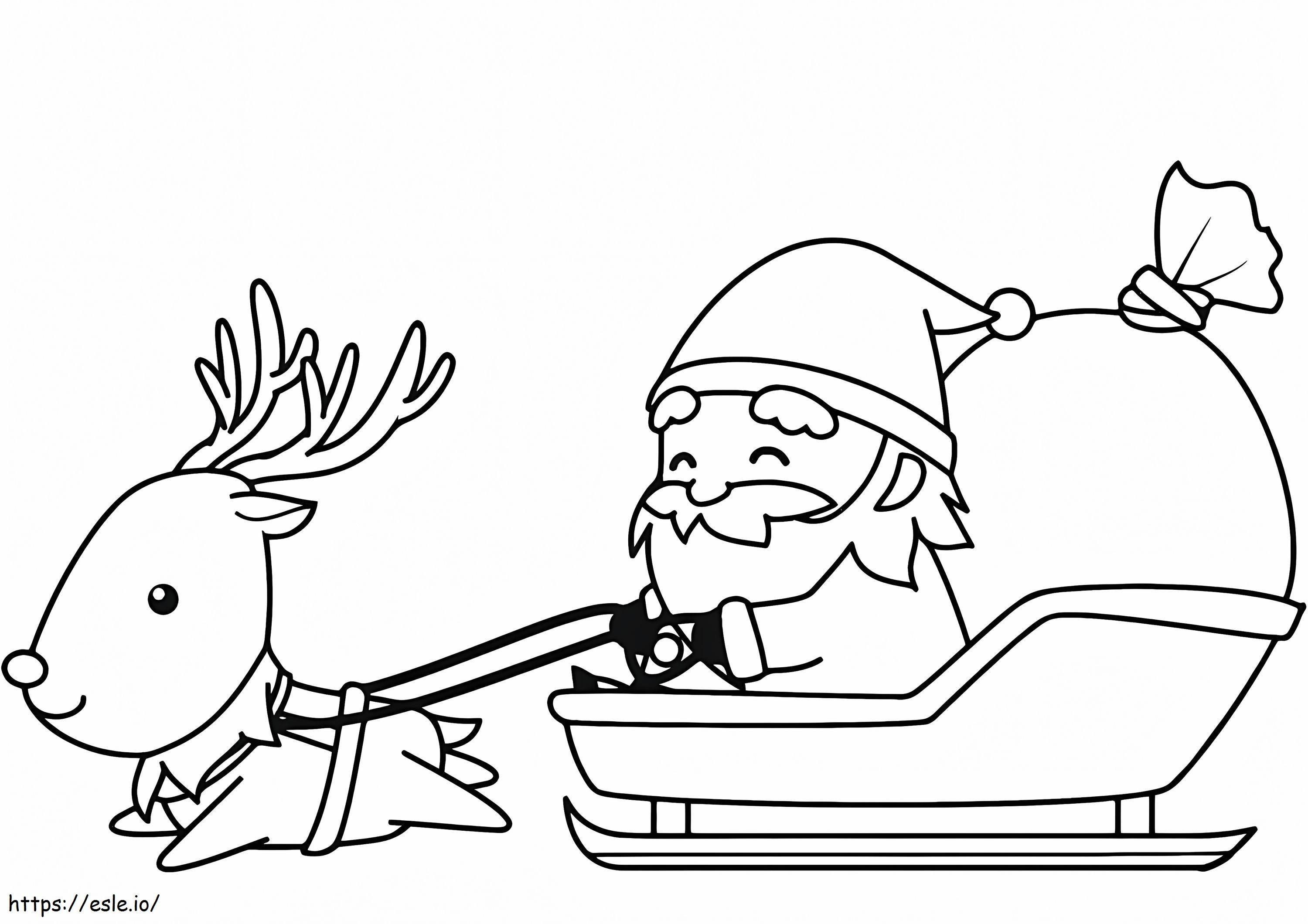 Coloriage Père Noël en traîneau à imprimer dessin