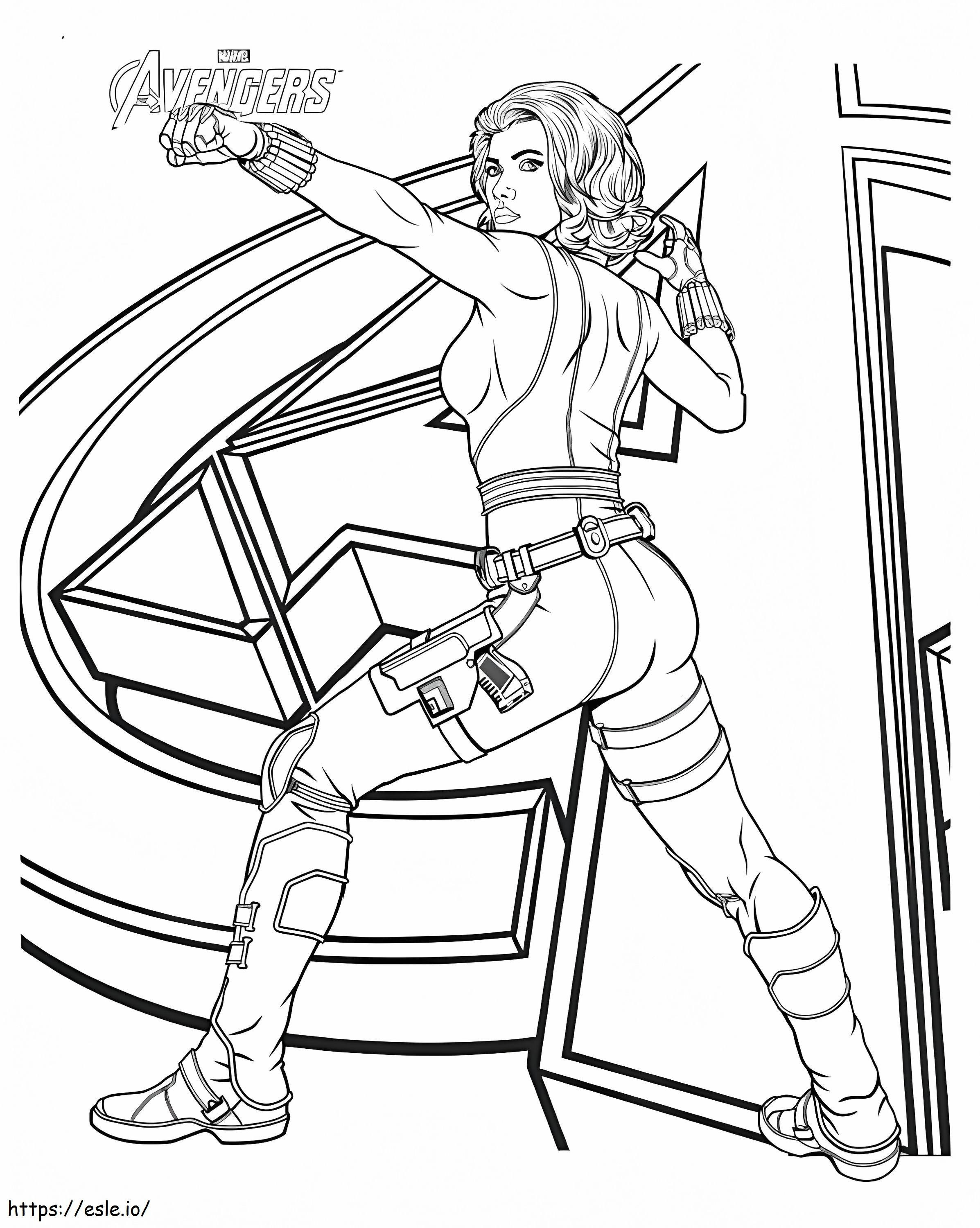 Black Widow Fighting coloring page