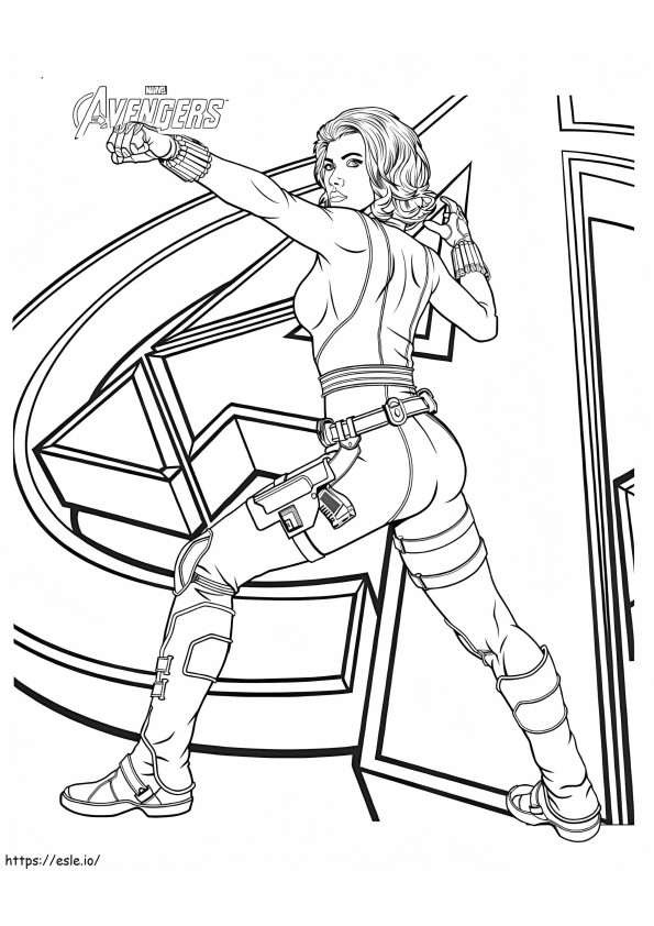 Black Widow Fighting coloring page