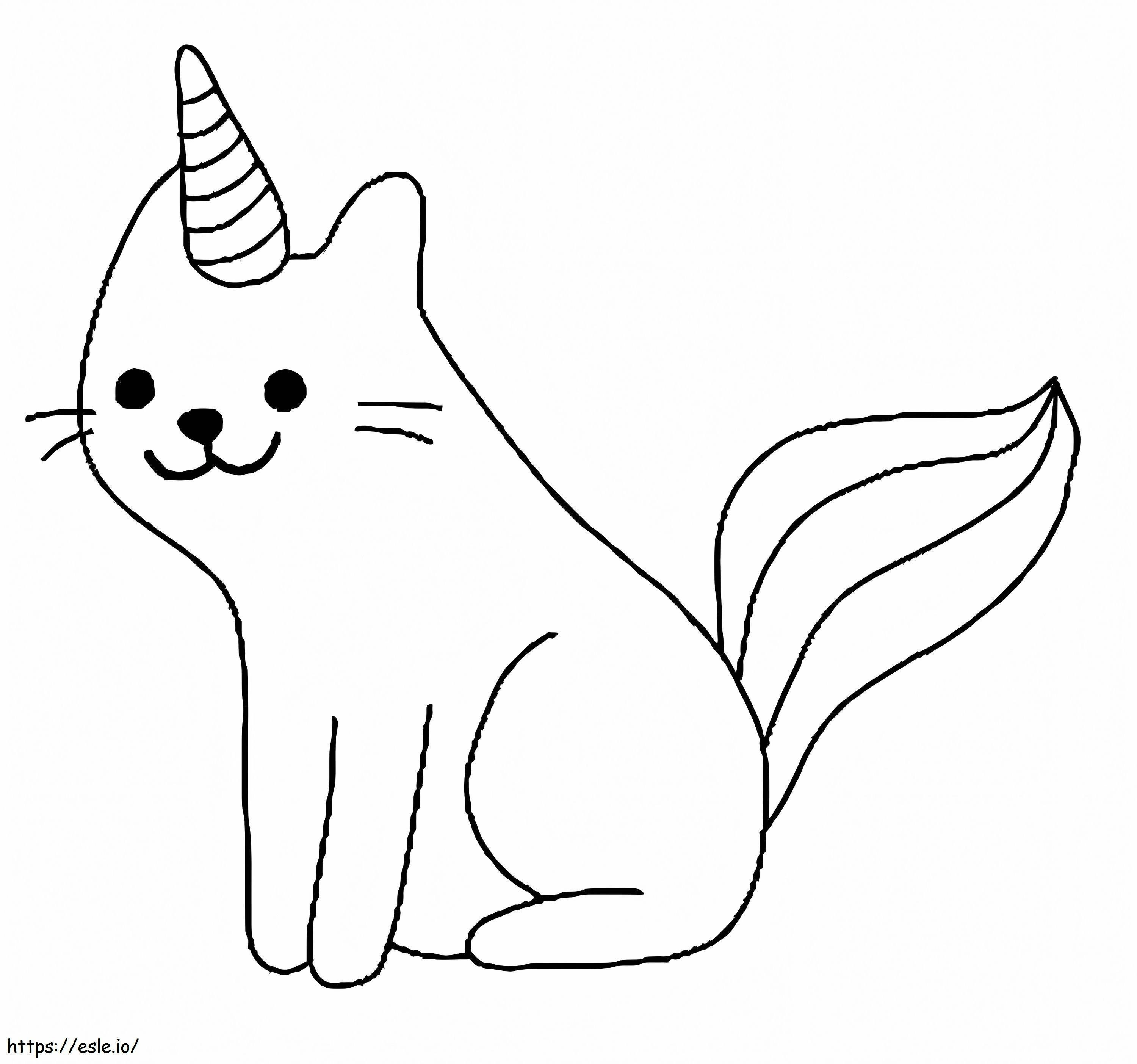 Gato Unicórnio Simples para colorir