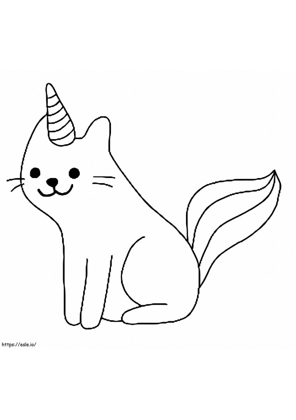 シンプルなユニコーン猫 ぬりえ - 塗り絵