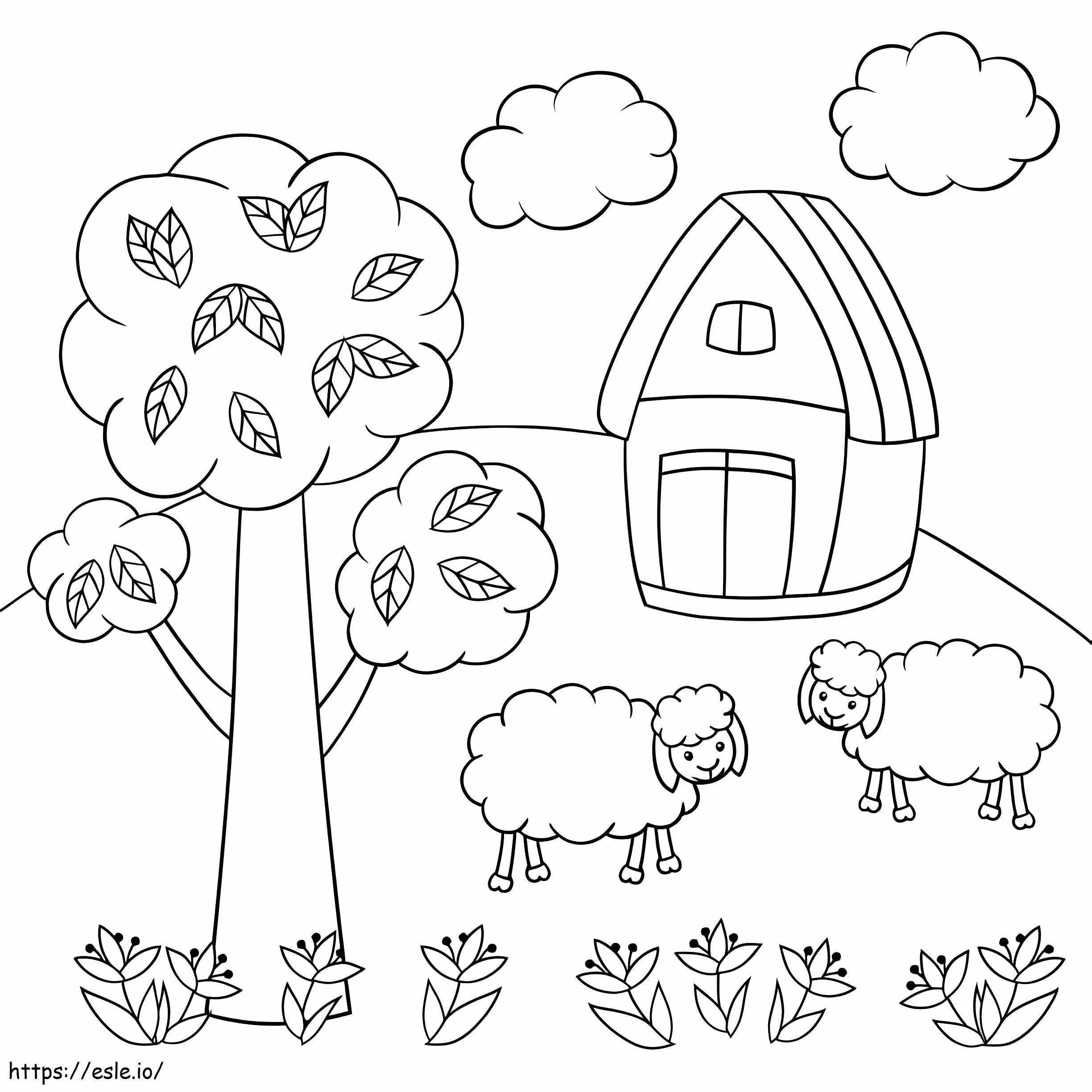 Duas ovelhas para colorir
