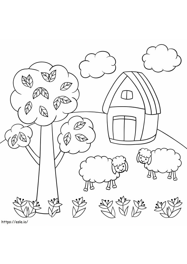 Coloriage Deux moutons à imprimer dessin