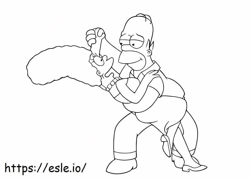 Homero Simpson bailando con su esposa para colorear