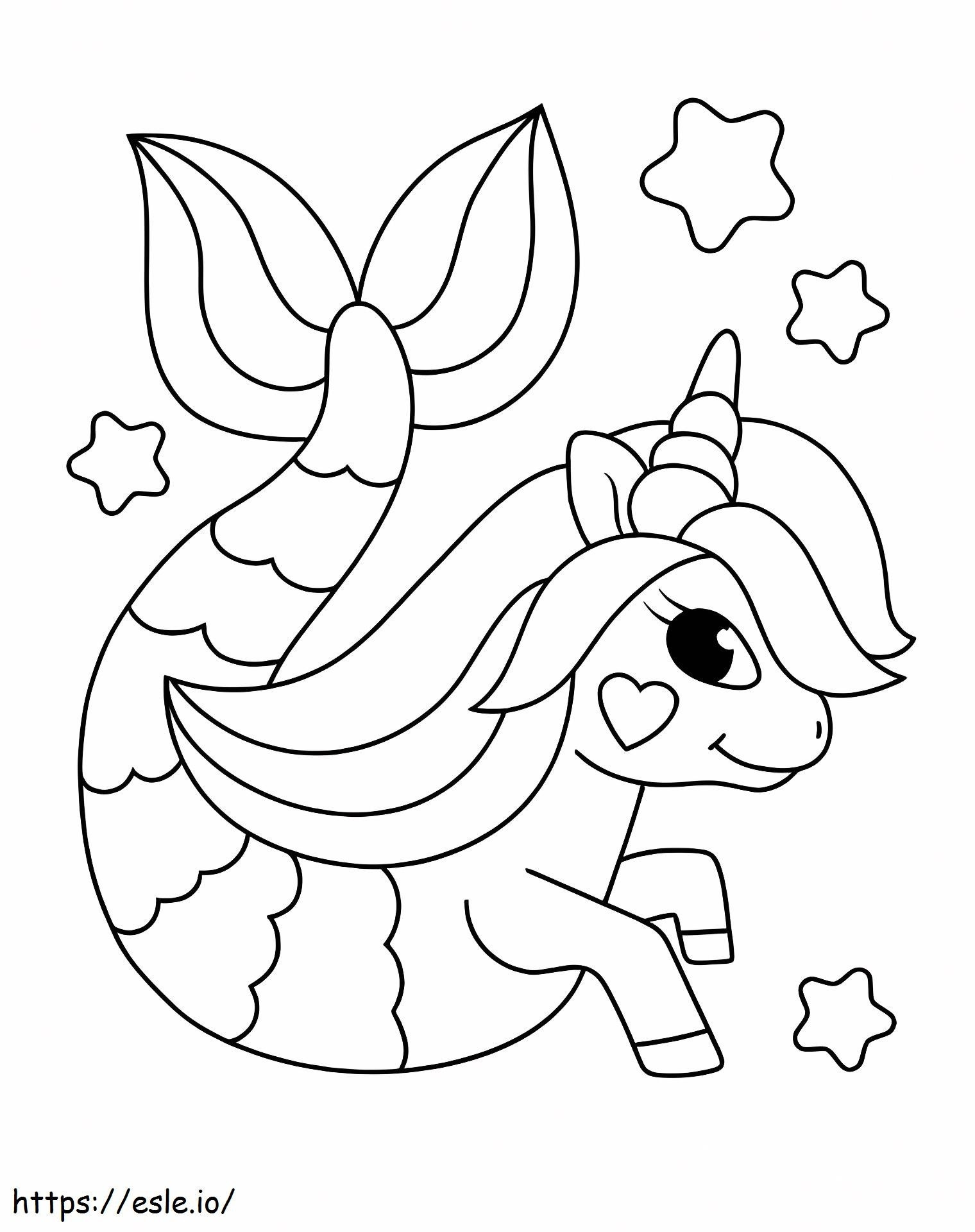 Unicornio Sirena Sonriendo para colorear