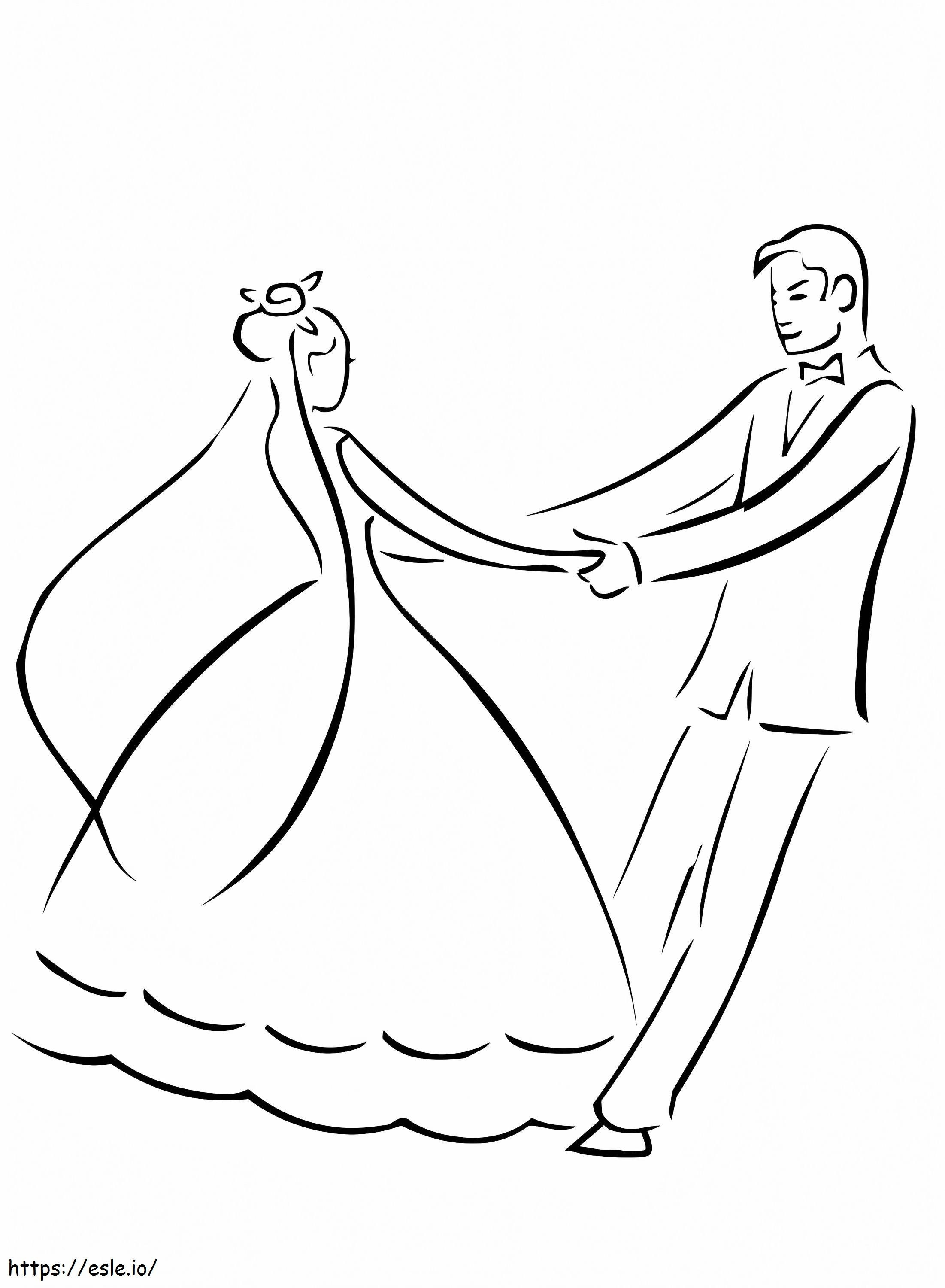 Bruiloft dans kleurplaat kleurplaat
