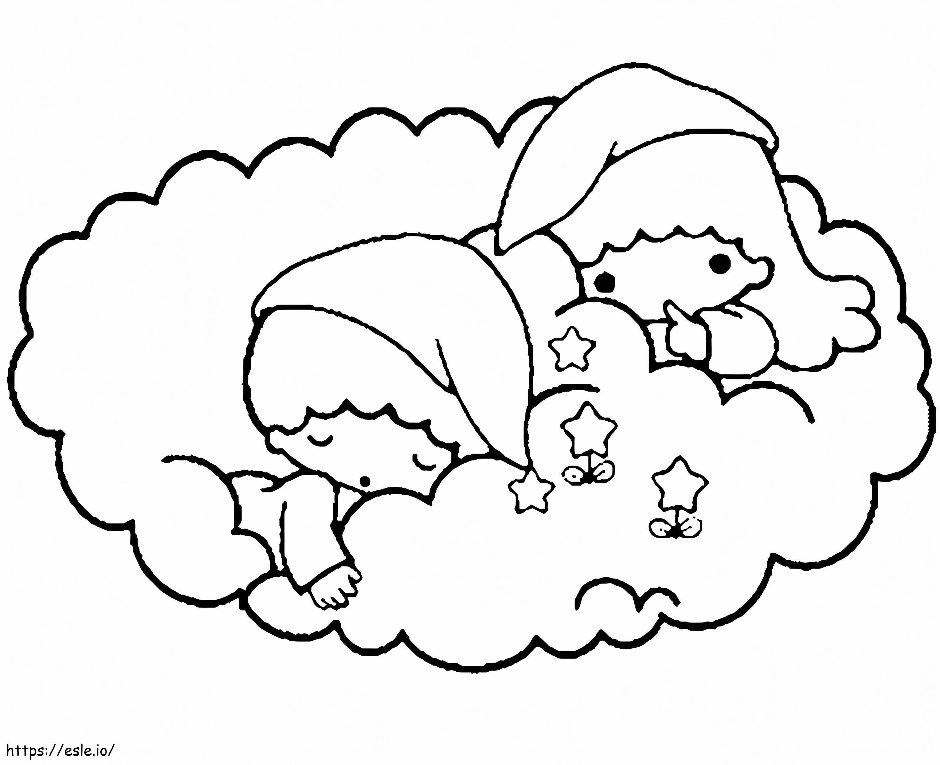 Little Twin Stars Sleeping coloring page